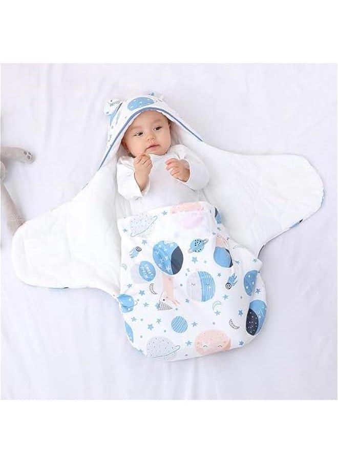 MIXDE Baby Hooded Swaddle Soft Baby Swaddle Wrap Winter Sleeping Bag for Newborn Cotton Baby Wrap Blanket Newborn Swaddle Sleeping Bag Pure Cotton Spring Autumn Winter for Boys and Girls  - Image 3