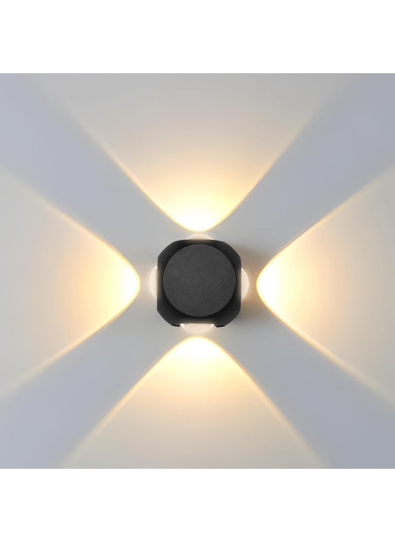 Glowing Night Glowing Night 12 Watts 4 Ray Up Down LED Aluminium Waterproof Wall Light Lamp Suitable for Wall Decor in Bedrooms Living Rooms and Halls  - Image 1