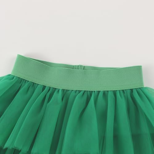 Noomelfish Little Girls Layered Tutu Skirt Ruffle Tiered Tulle Party Dance Skirts, Green, Size 5-6 Years - Image 2