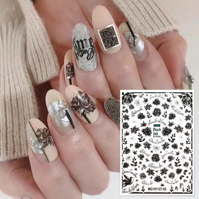 Transfer Watermark Nail Stickers Nail Art Self-Adhesive Stickers Decals for Women Girls Kids Manicure DIY or Nail Salon - Image 2