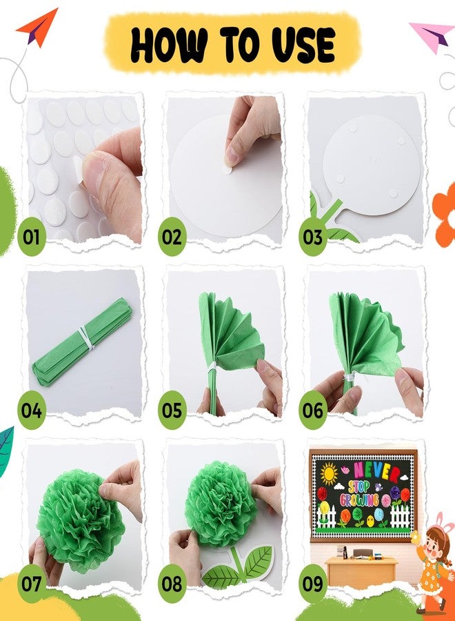 Mooliwe Spring Bulletin Board Decorations Set March Flowers Bulletin Board with 3D Paper Floral Cutouts Classroom Decorations Back to School Wall Decor Party Favor(Never Stop Growing) - Image 3