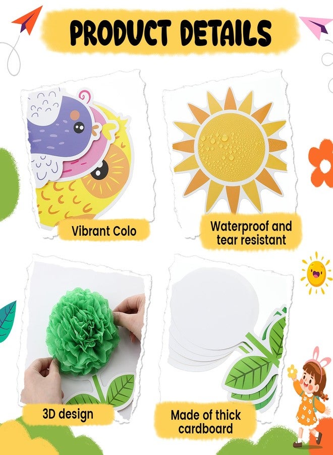 Mooliwe Spring Bulletin Board Decorations Set March Flowers Bulletin Board with 3D Paper Floral Cutouts Classroom Decorations Back to School Wall Decor Party Favor(Never Stop Growing) - Image 4