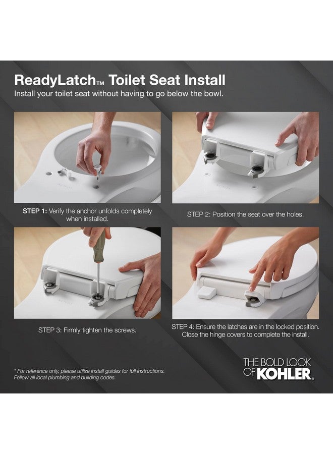 KOHLER 4733-RL-0 Glenbury ReadyLatch Quiet Close Elongated Toilet Seat, Soft Close Toilet Seat, Toilet Seats for Elongated Toilets, White - Image 3