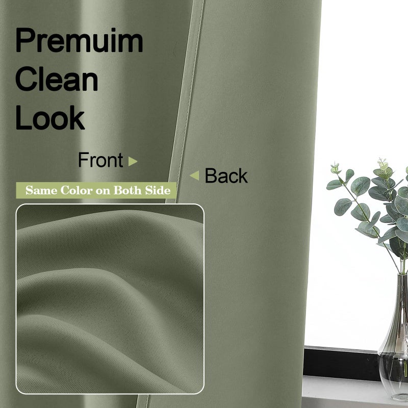 OWENIE Sally Sage Green Blackout Kitchen Curtains 36 Inch Length 2 Panels Set, Half Small Window Rod Pocket Room Darkening Curtains Tiers for Kitchen Bathroom, 2 Pcs Each W40 x L36 Inch, Sage Green - Image 2