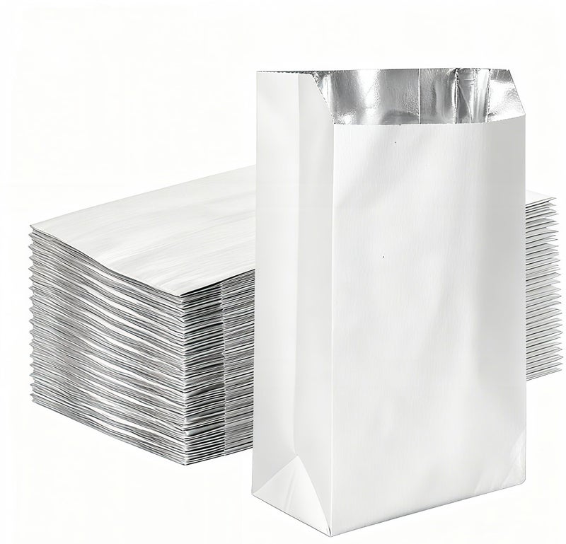 Molutjin 100 Pack Foil Sandwich Wrap, 8.26"x4.7" Insulated Hot Dog Bag, Grease Resistance Paper Foil Hamburgers Bags for Breakfast Lunch, Fast Food, Food Truck, Serving, BBQ - Image 1