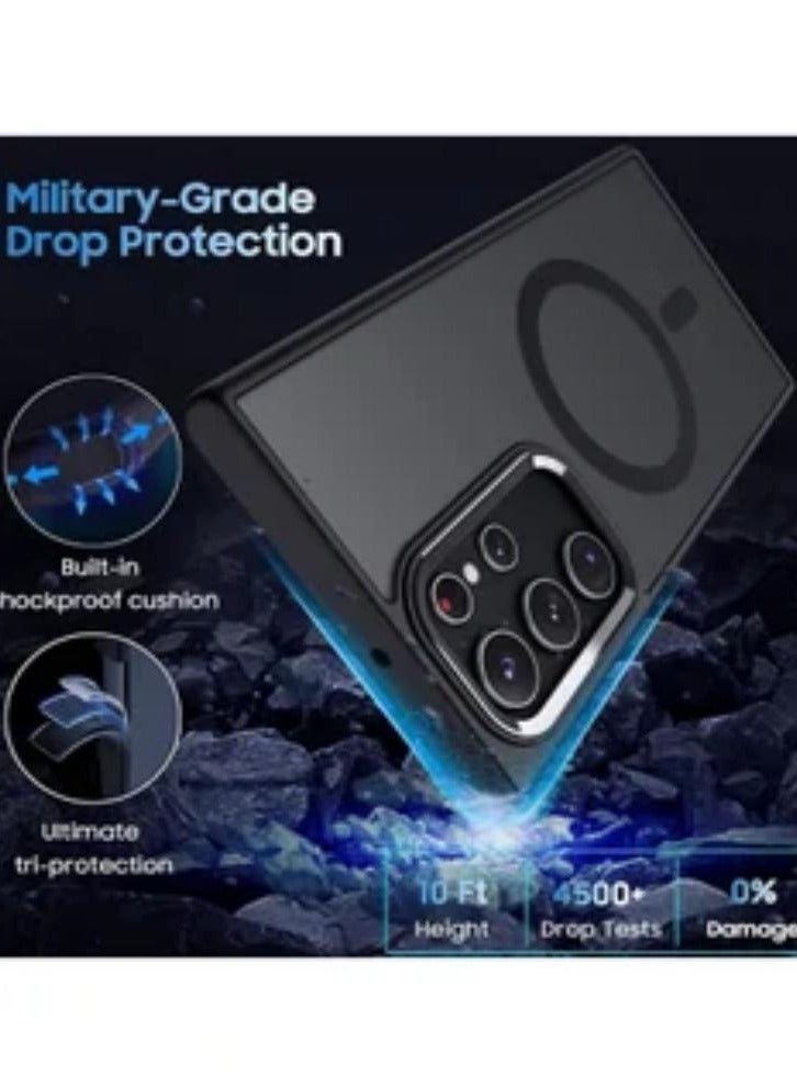 Suitable for Samsung Galaxy S23 Ultra Case Compatible with MagSafe Accessories Designed for Galaxy S23 Ultra Strong Magnets Translucent Matte Hard Phone Cover (Black)  - Image 3