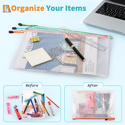 Umriox 24 Pack 12 Colors Zipper Pouches for Organizing, Letter Size, A4 Size, Zipper Bags for Puzzles & Board Game Storage, Office Supplies Travel Toiletries - Image 4