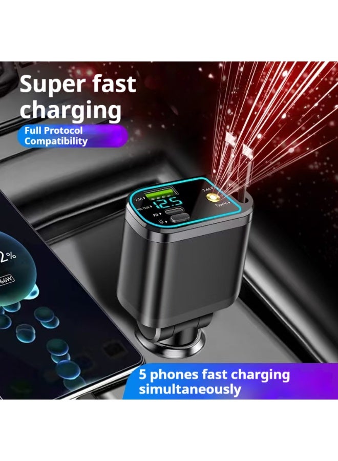66W super fast car charger for Starlight Top 4 and a USB+PD retractable Type-C cable with digital voltage display of 12-24V are compatible with cars, sedans, Huawei, Samsung - Image 5