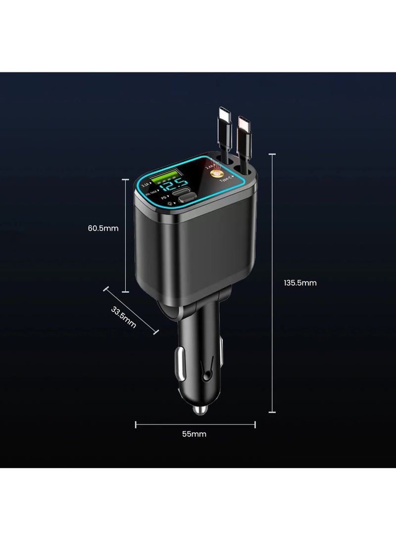 66W super fast car charger for Starlight Top 4 and a USB+PD retractable Type-C cable with digital voltage display of 12-24V are compatible with cars, sedans, Huawei, Samsung - Image 1