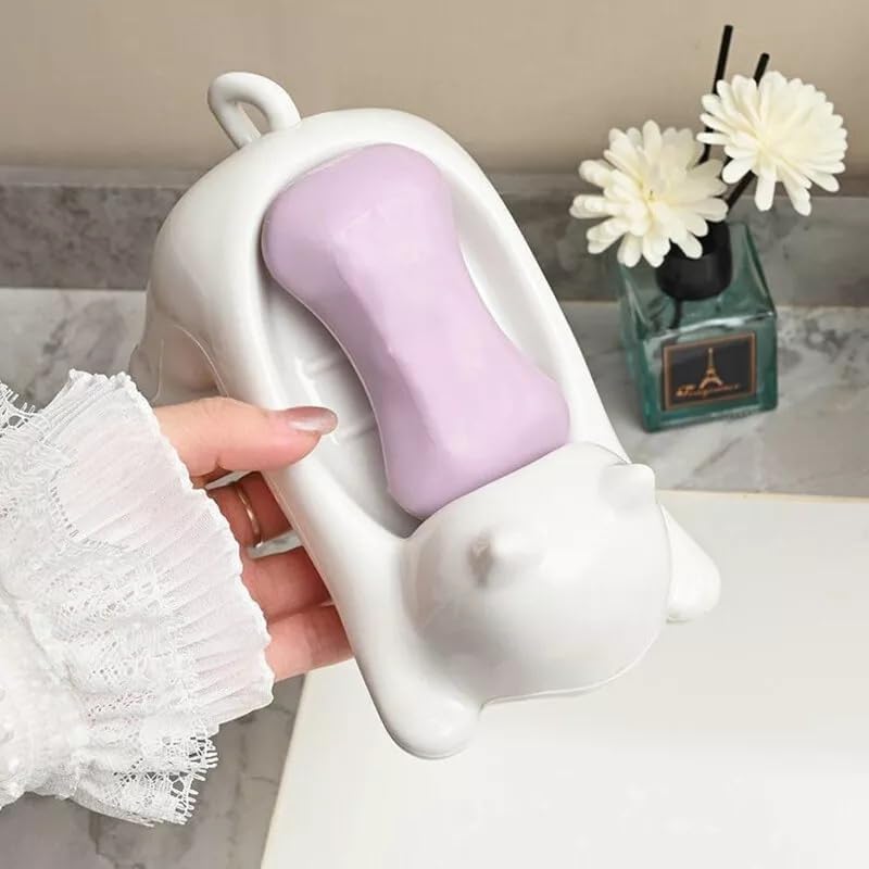 BLISSBORN Soap Holder for Kitchen Sink | Portable Plastic Double Desk Self Draining Cat Soap Dispenser | Soap Dish for Kitchen Bathroom, Wash Basin (Pack of 1) - Image 3