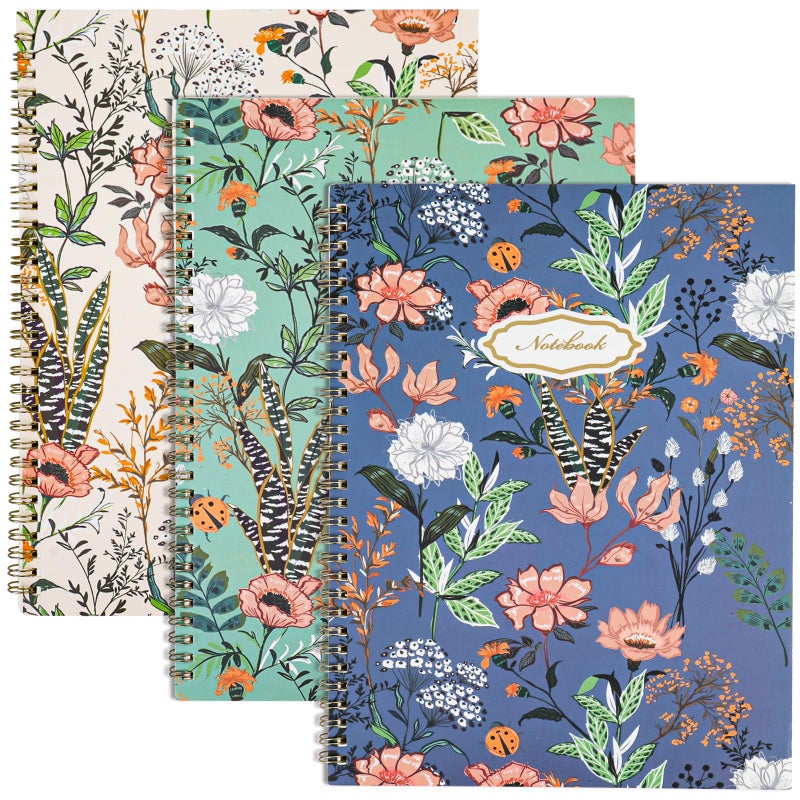 LABUK 3 Pack Spiral Notebook College Ruled Notebook 120 Pages A4 Aesthetic Journaling Notebooks for Work School Office Home, 8.5 x 11 Inches Notebooks for Valentine Gifts - Image 1