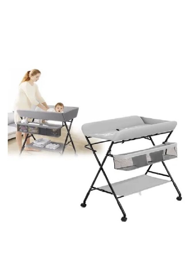 إفريثينج فور كيدز Foldable Baby Changing Table with Wheels and Storage Bag Nursery Organizer for Newborn Essentials - Image 5