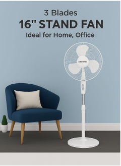 Stand Fan 45W | Three Blades, Silent Operation, Ajustable Height,Multiple Wind Speeds,Low Running Sound,Good Effect And Long Life,Energy Saving,Easy Disassembly ((45W))