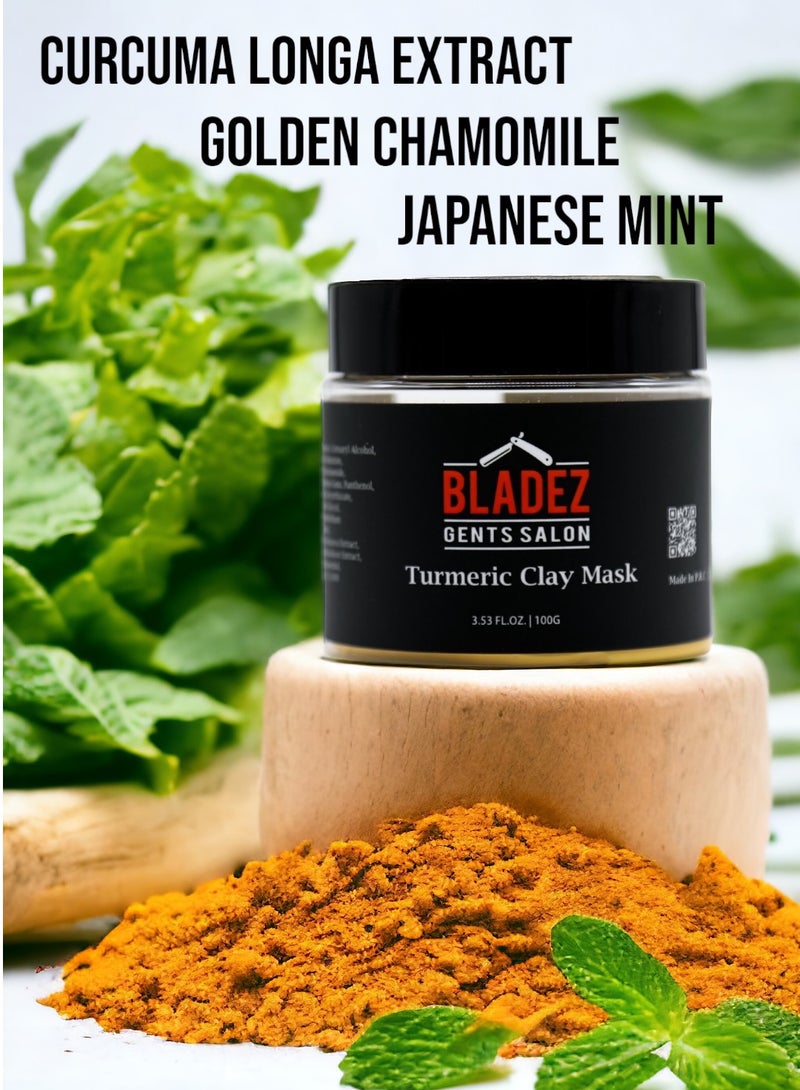 Bladez Gents Salon Natural Turmeric Face Mask, Hydrating, Blackhead Removal, Anti Acne, Brightening, Detoxifying, Cleansing Your Skin - Image 2