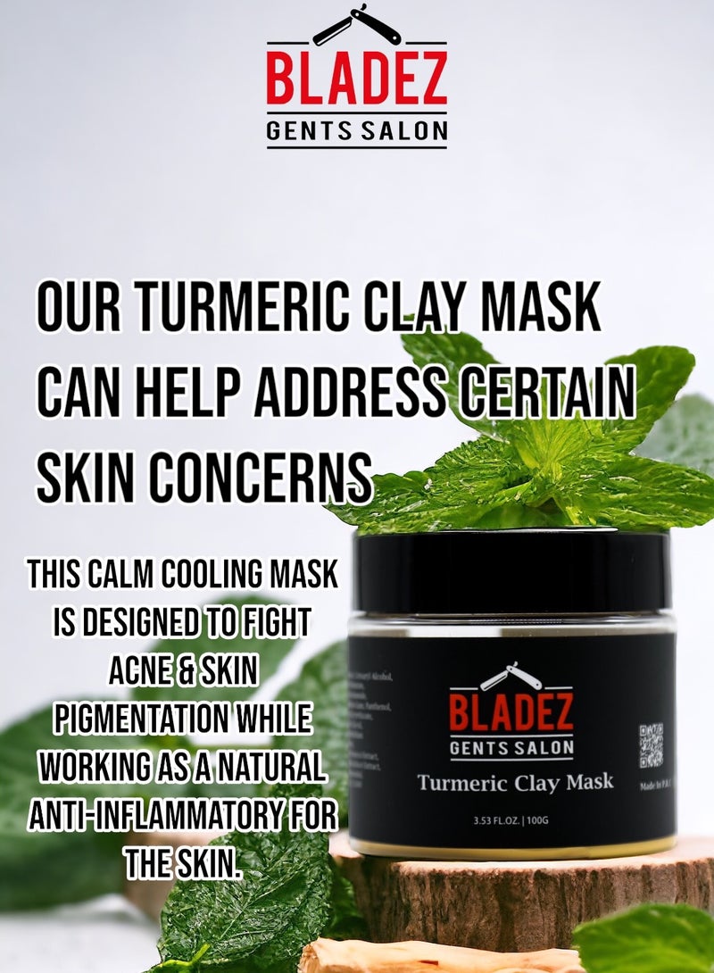 Bladez Gents Salon Natural Turmeric Face Mask, Hydrating, Blackhead Removal, Anti Acne, Brightening, Detoxifying, Cleansing Your Skin - Image 3