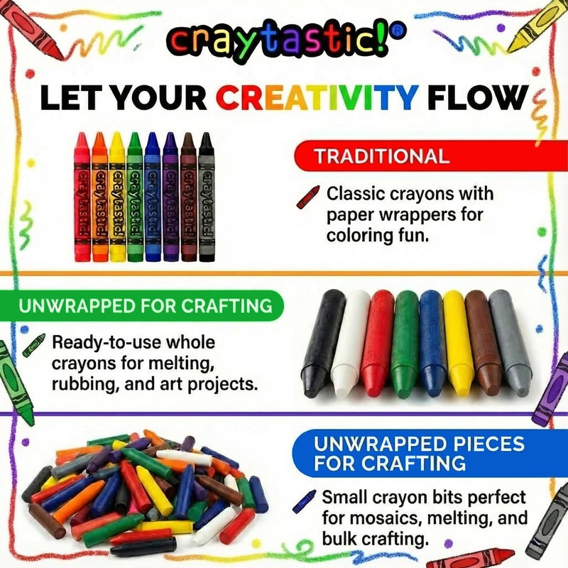 Craytastic 25 Bulk Crayon Packs of 4 (100 count) - Bulk Crayons for kids - Party Favors, Teachers, Party Favors, Classrooms, Restaurants - Individually Wrapped, Non-Toxic - Image 4