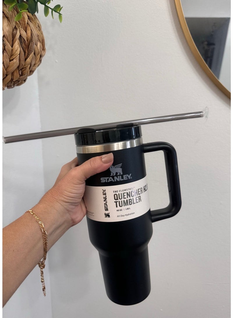 Stanley Quencher H2.0 FlowState 40oz Black Stainless Steel Vacuum Insulated Tumbler with Leak-Resistant Lid & Reusable Straw | Double-Wall Design Keeps Drinks Cold for 40 Hours or Hot for 7 | BPA-Free, Eco-Friendly, Dishwasher Safe Travel Mug for Home, Office & Gym - Image 1