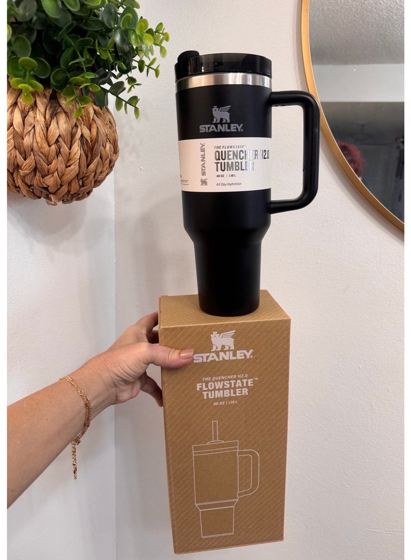 Stanley Quencher H2.0 FlowState 40oz Black Stainless Steel Vacuum Insulated Tumbler with Leak-Resistant Lid & Reusable Straw | Double-Wall Design Keeps Drinks Cold for 40 Hours or Hot for 7 | BPA-Free, Eco-Friendly, Dishwasher Safe Travel Mug for Home, Office & Gym - Image 2