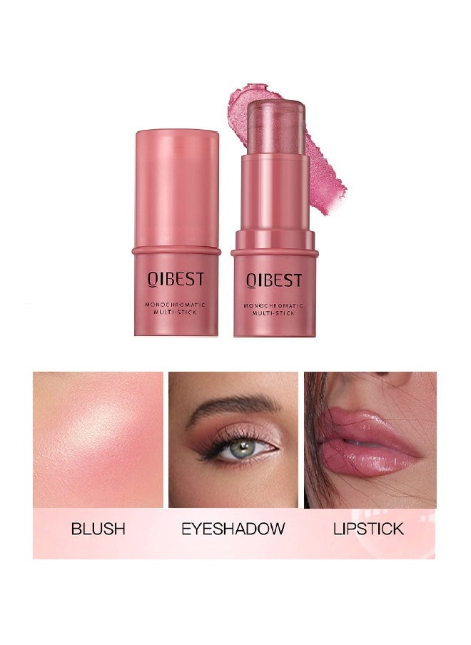 QiBest - Monochromatic Multi Stick,Blush Highlighter Stick,Moisture and Lightweight Highlighters Makeup Stick，Blendable and Smooth(#01) - Image 1