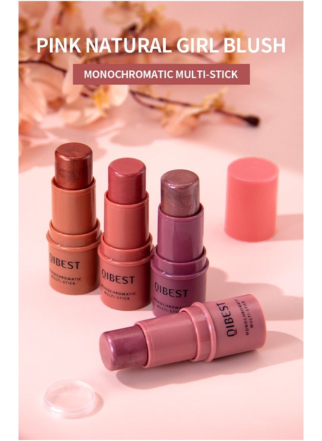 QiBest - Monochromatic Multi Stick,Blush Highlighter Stick,Moisture and Lightweight Highlighters Makeup Stick，Blendable and Smooth(#01) - Image 1