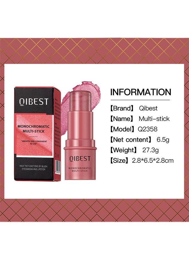 QiBest - Monochromatic Multi Stick,Blush Highlighter Stick,Moisture and Lightweight Highlighters Makeup Stick，Blendable and Smooth(#01) - Image 1