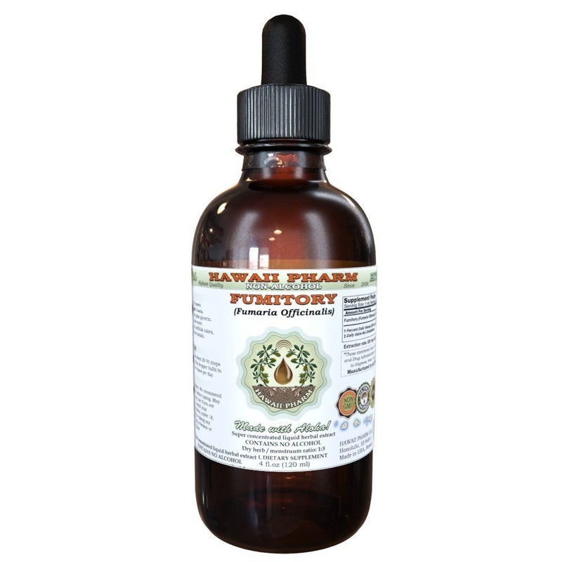 Hawaii Pharm Fumitory AlcoholFree Liquid Extract Organic Fumitory Fumaria officinalis Dried Herb Glycerite Hawaii Pharm Natural Herbal Supplement 2 oz