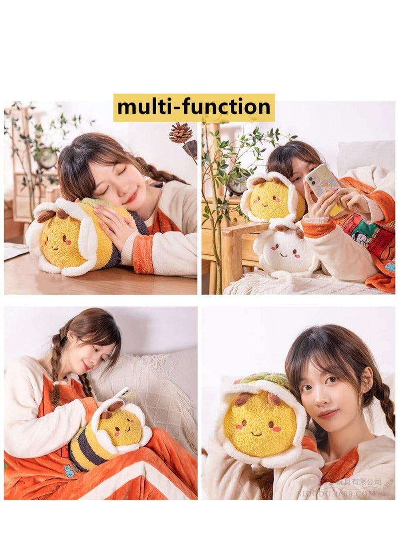 Generic - Flower Bee Plush Toy, 11“ Funny C ute Stuffed Plushie Pillow Doll, Soft Fluffy Birthday Hugging Cushion Decor, Present for Kids and Adults - Image 1