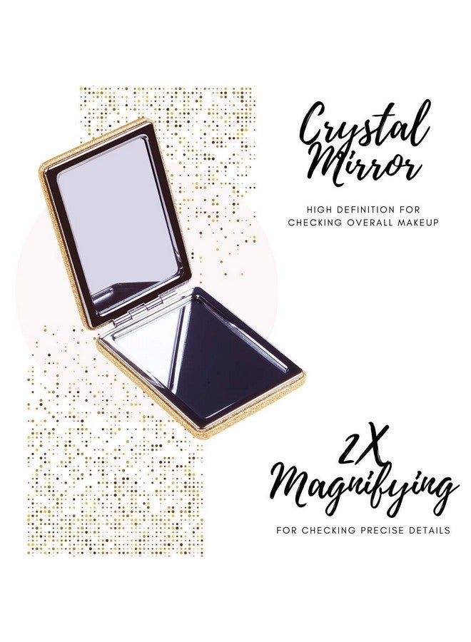 سكارليت لاين مرآة صغيرة قابلة للطي على الوجهين للنساء، مرآة يد مكبرة مستطيلة الشكل لوضع المكياج، مرآة سفر صغيرة الحجم، لون ذهبي وردي - Image 2