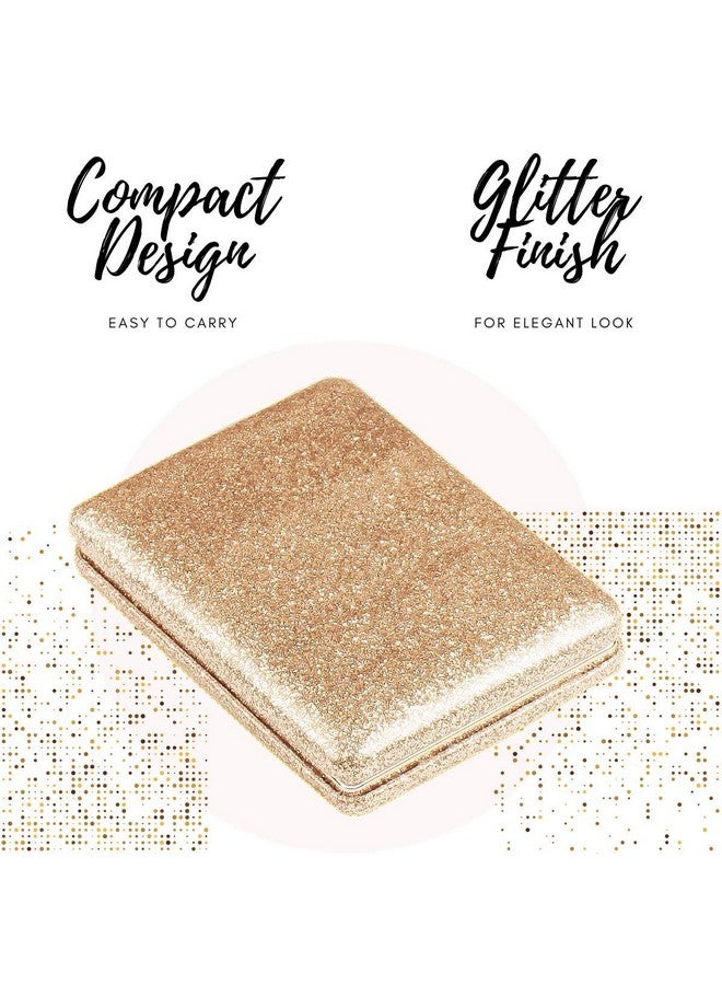 سكارليت لاين مرآة صغيرة قابلة للطي على الوجهين للنساء، مرآة يد مكبرة مستطيلة الشكل لوضع المكياج، مرآة سفر صغيرة الحجم، لون ذهبي وردي - Image 3