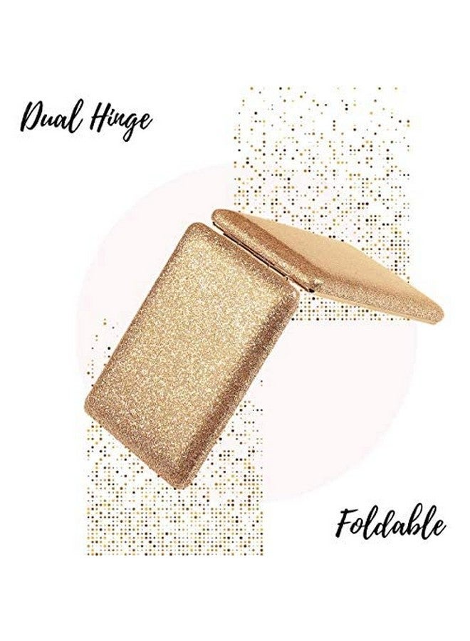 سكارليت لاين مرآة صغيرة قابلة للطي على الوجهين للنساء، مرآة يد مكبرة مستطيلة الشكل لوضع المكياج، مرآة سفر صغيرة الحجم، لون ذهبي وردي - Image 5