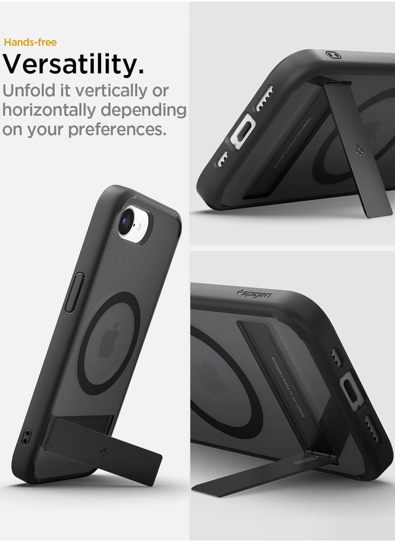 Spigen Ultra Hybrid S MagFit iPhone 16e Case Cover MagSafe with Kickstand - Frost Black  - Image 4