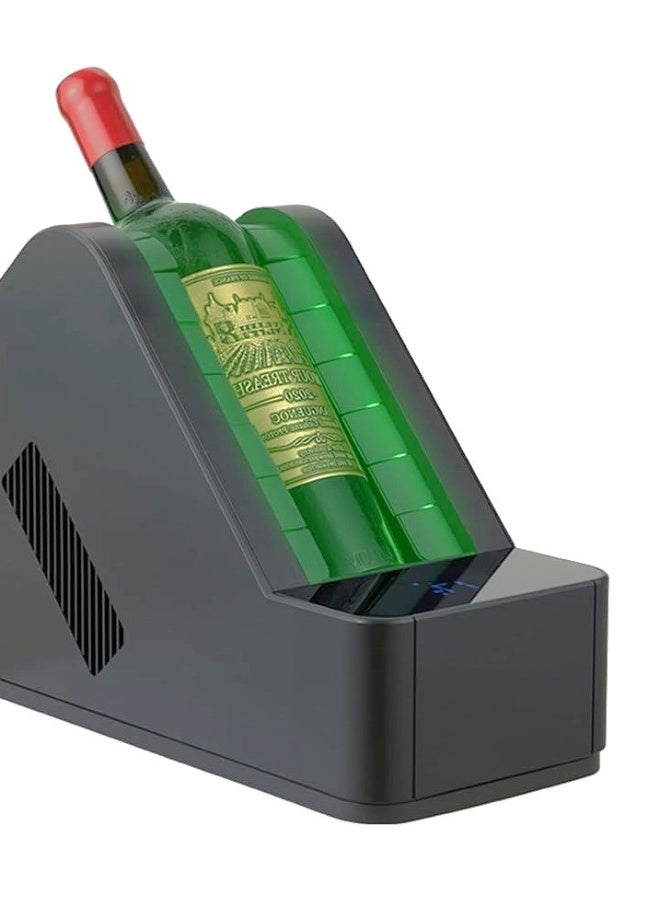 Professional Electric Wine & Champagne Chiller – 750ml Single Bottle Iceless Cooler with Digital Temperature Control (0°C-20°C) | Portable Stainless Steel Desktop Cooler for Home, RV, Yacht & Gifting