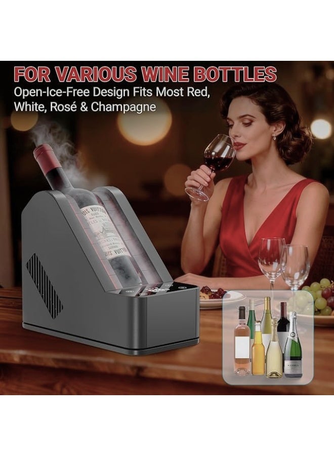 فيبارتي مبرد كهربائي احترافي للنبيذ والشمبانيا - مبرد زجاجة واحدة سعة 750 مل بدون ثلج مع تحكم رقمي في درجة الحرارة (0-20 درجة مئوية) | مبرد مكتبي محمول من الفولاذ المقاوم للصدأ للمنزل، والمركبات الترفيهية، واليخوت، وكهدية - Image 4