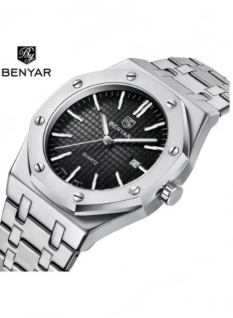 BENYAR Watches for Men Watch Luxury Stainless Steel Quartz Waterproof Watch 5156 - Image 1