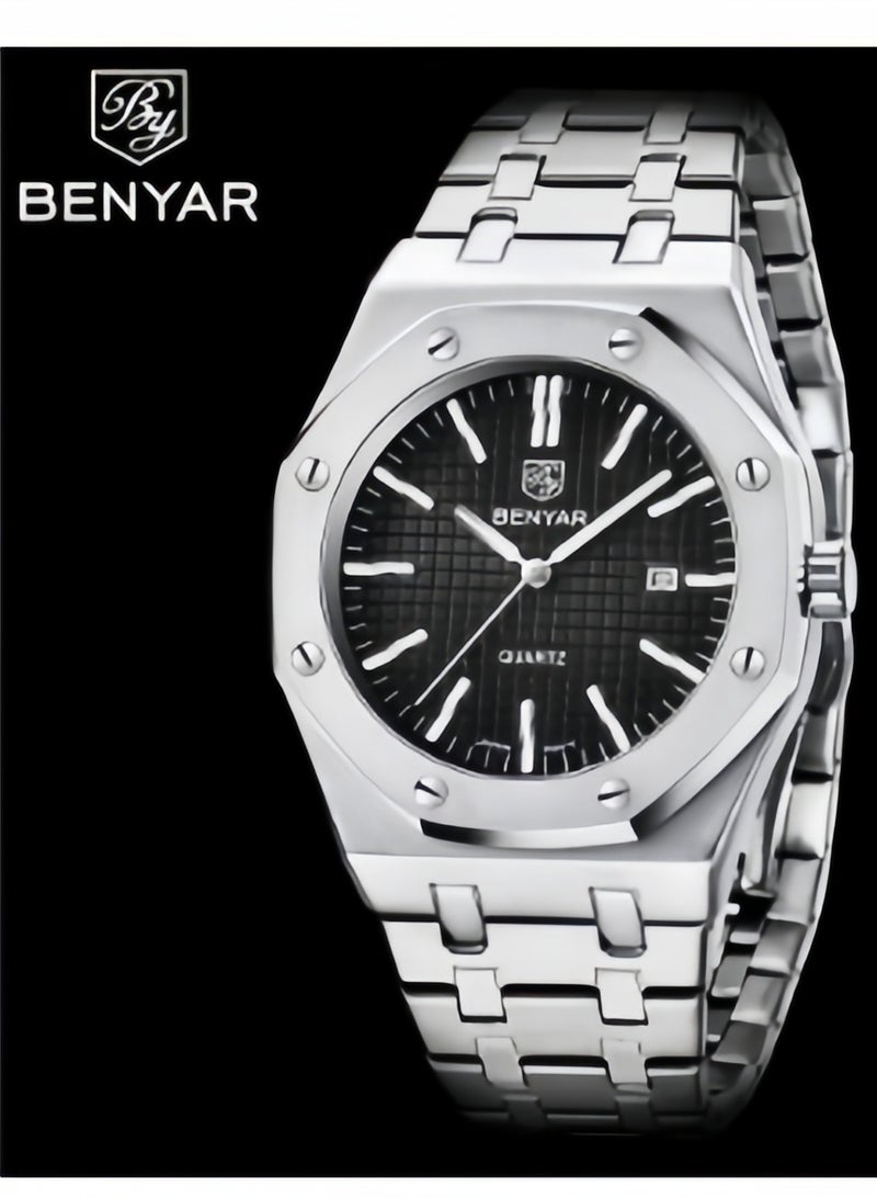 BENYAR Watches for Men Watch Luxury Stainless Steel Quartz Waterproof Watch 5156 - Image 2