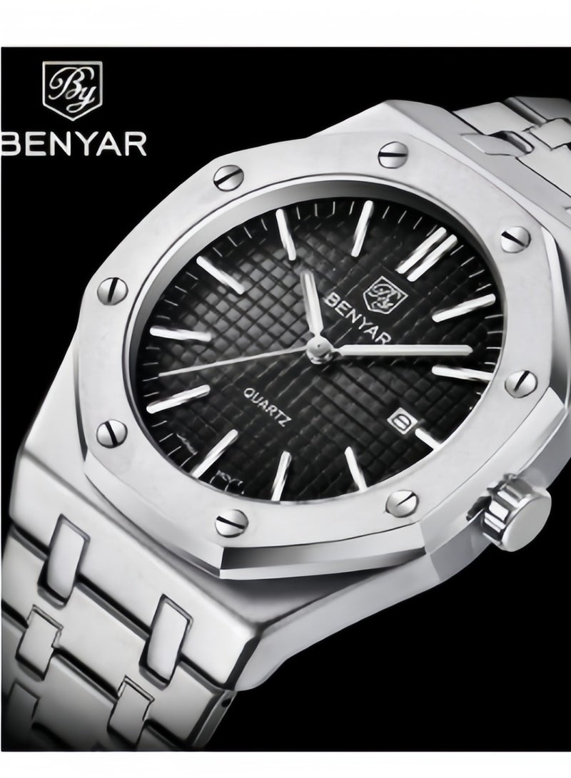BENYAR Watches for Men Watch Luxury Stainless Steel Quartz Waterproof Watch 5156 - Image 3
