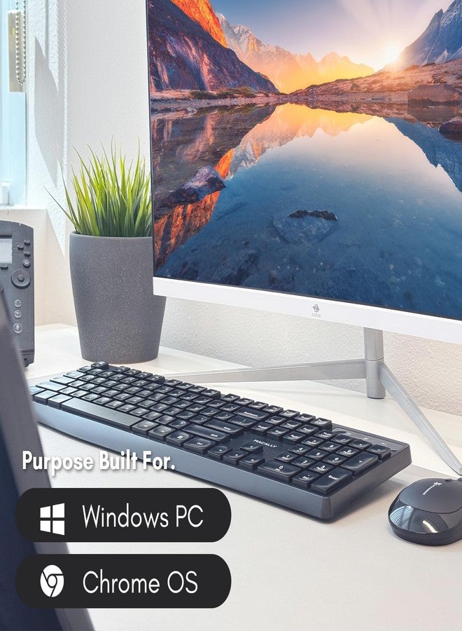 ماكالي لوحة مفاتيح ماكالي اللاسلكية | لوحة مفاتيح كمبيوتر 2.4 جيجاهرتز (حجم كامل، مفاتيح هادئة) كتابة مريحة طوال اليوم مع منفذ USB لاسلكي لأجهزة الكمبيوتر المحمولة، وأجهزة الكمبيوتر المكتبية، وأجهزة Surface، وأجهزة Chromebook، وأجهزة الكمبيوتر المحمولة - Image 2