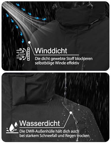 Zoofly Ski Jackets for Men Durable Windproof Winter Work Coat for Men with Pockets Motorcycle Jacket Ripstop Black 3XL - Image 2