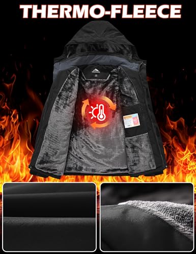 Zoofly Ski Jackets for Men Durable Windproof Winter Work Coat for Men with Pockets Motorcycle Jacket Ripstop Black 3XL - Image 3