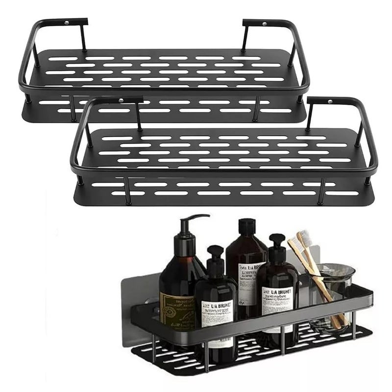 BIYALI 2 Pcs Aluminum Self Adhesive Bathroom Organizer - Heavy Duty Self Adhesive Bathroom Shelf for Wall - Space Saving Bathroom Organizer Shelf - Bathroom Holder/Organizer/Rack/Accessories - Image 3