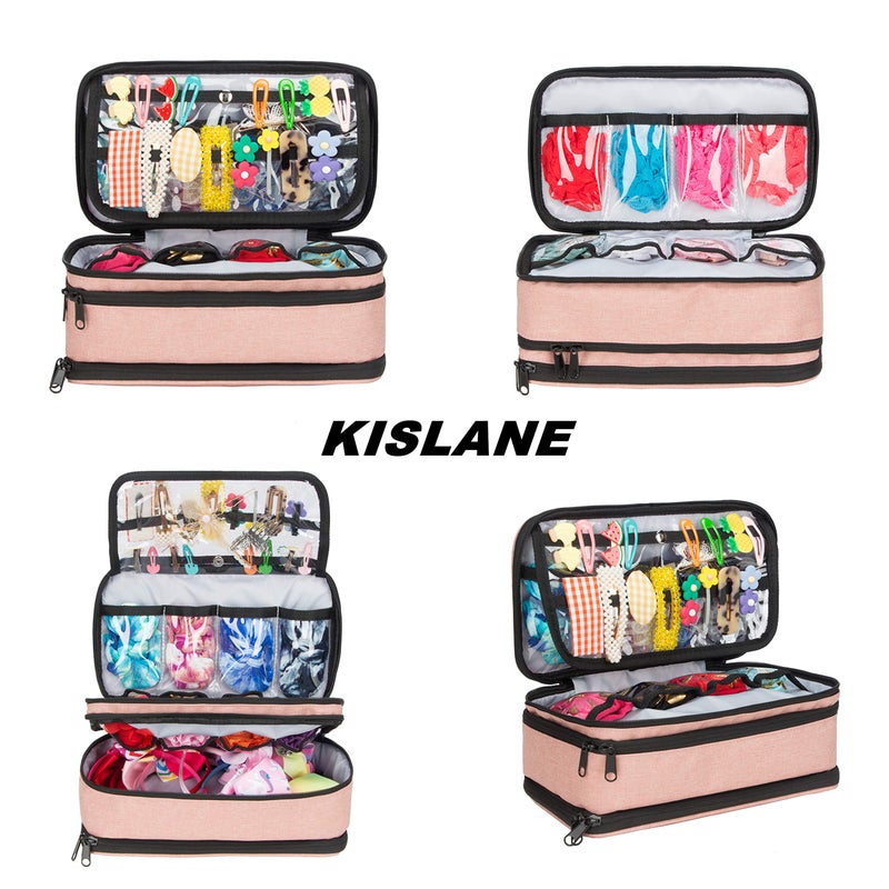 KISLANE Baby Girl Hair Accessories Storage Bag, Soft Headbands Holder, Barrette, Bows, Hair Ties, Pins, Clips Storage Bag for Girls, Baby Mittens Storage Travel Bag with Multi-Compartment - Image 4