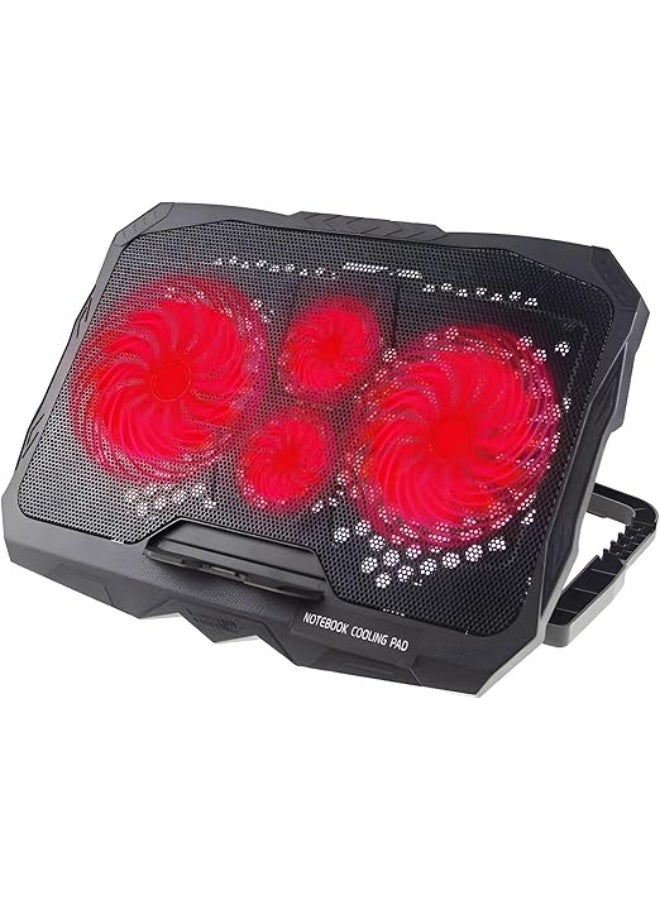 Laptop Cooling Pad with 4 Powerful 5.5W Fans – Colorful LED Lights, Quiet Performance, USB Port – Adjustable & Practical Design - Image 1