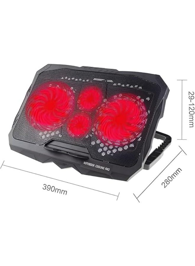 Laptop Cooling Pad with 4 Powerful 5.5W Fans – Colorful LED Lights, Quiet Performance, USB Port – Adjustable & Practical Design - Image 2