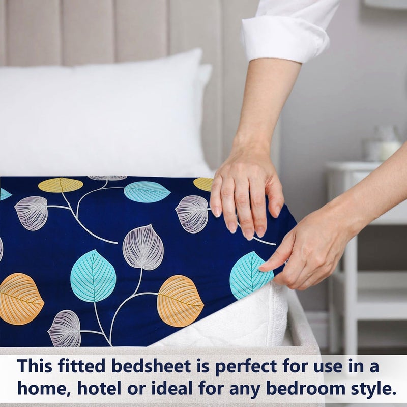 BSB HOME Premium Cotton 160 TC 210Tc Elastic Fitted Bedsheets with 2 Pillow Covers|Double Bed with Corner Elastic Wrinkelfree Supersoft Floral Pattren Breathable |Size-72X68+ 6 Inches |Multicolour5 - Image 3
