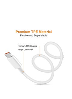 Generic كابل شاحن من النوع C بطول 1 متر/3.3 قدم وكابل شحن سريع 6 أمبير من Turbo Hyper لـ Xiaomi 12 Pro 13T 12T 11T 11 Lite 5G وRedmi Note 11 9T 9 8 وPOCO F4 GT M4 Pro X4 Pro  - Image 2
