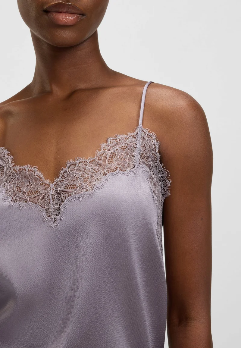 BOSS Light Purple Satin camisole with lace details for Women | Best Price UAE