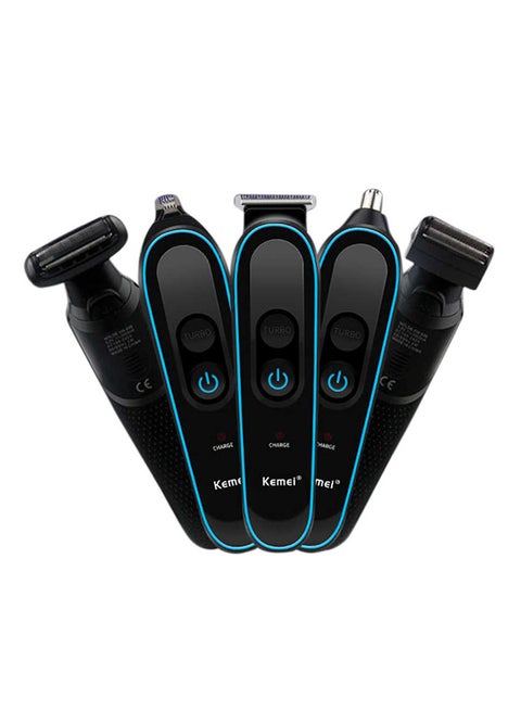 KM-690 Professional 5-In-1 Multi-Function Hair Clipper Set Blue/Black