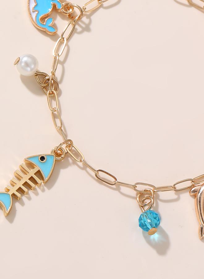 Take Two Blue Dolphin and Fishbone Charms Link Bracelet - Image 3