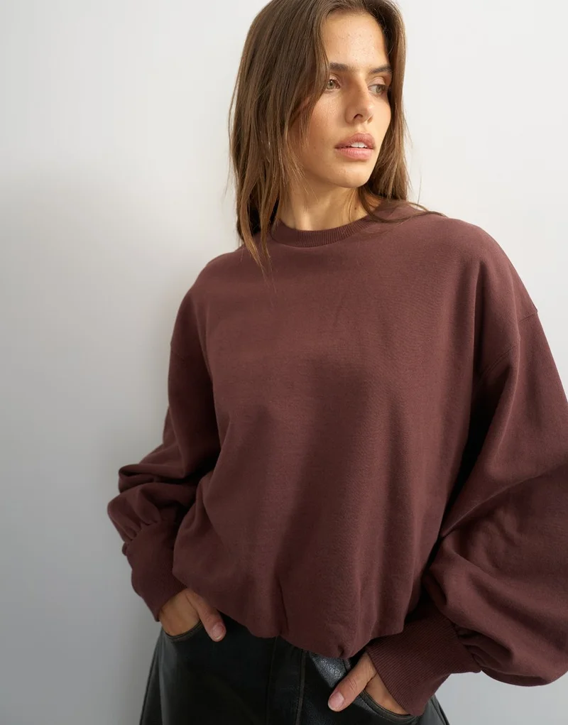 Topshop  Long Sleeve Bubble Hem Sweatshirt for Women | Best Price UAE