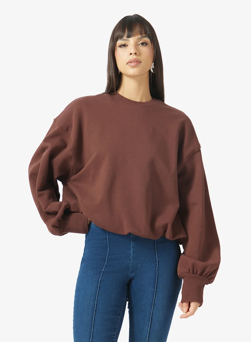 Topshop Long Sleeve Bubble Hem Sweatshirt